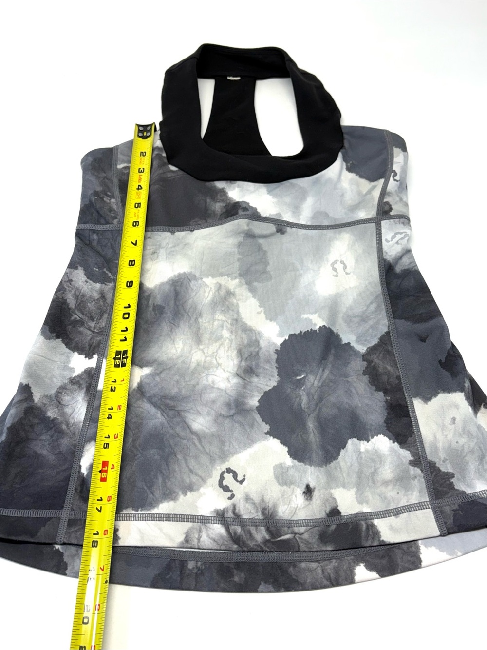 Lululemon Scoop Neck Tank Black White Coal Tinted Canvas Size 6 - Picture 6 of 7